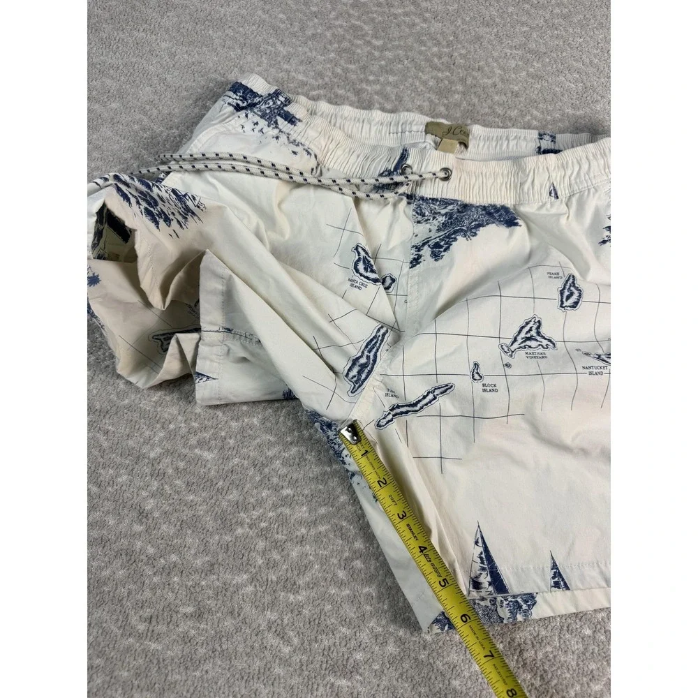 J.Crew Swim Trunks Shorts Mens Large White Nautical Map Print Lined‎ Drawstring